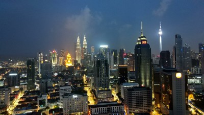 Kuala Lumpur po zapade slnka