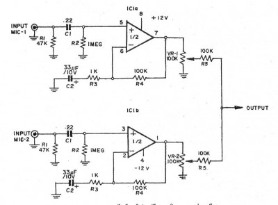Circuit Pre MIC (microphone preamplifier) 2 CH by IC  NE5532 or LF353.jpg