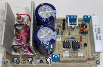 Osazená DPS zdroje - verze s KY718 s předimenzovanými chladiči