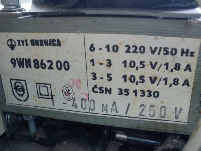Transformator ZVS Dubnica 9WN 862 00 2x10,5V/1,8A